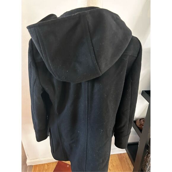 Michael Kors pea coat with hoodie black winter jacket wool size 10 - Picture 6 of 6